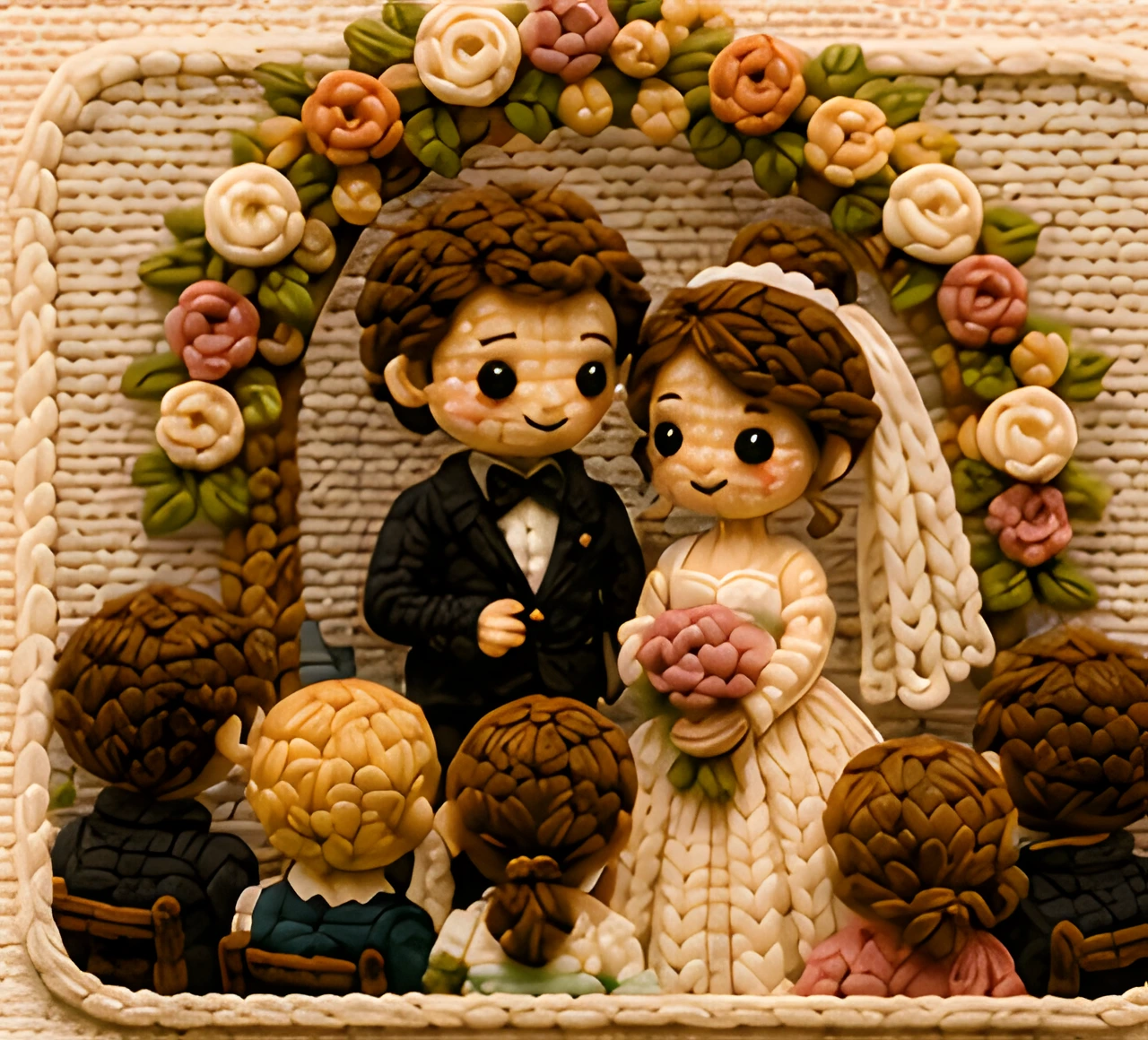 Ceremony scene crochet illustration