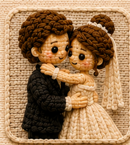 Couple portrait crochet illustration