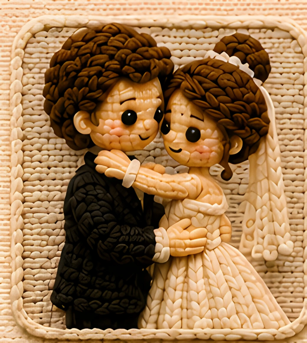 Couple portrait crochet illustration