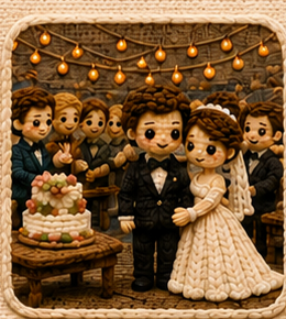 Reception scene crochet illustration